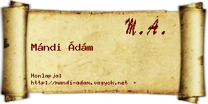 Mándi Ádám névjegykártya